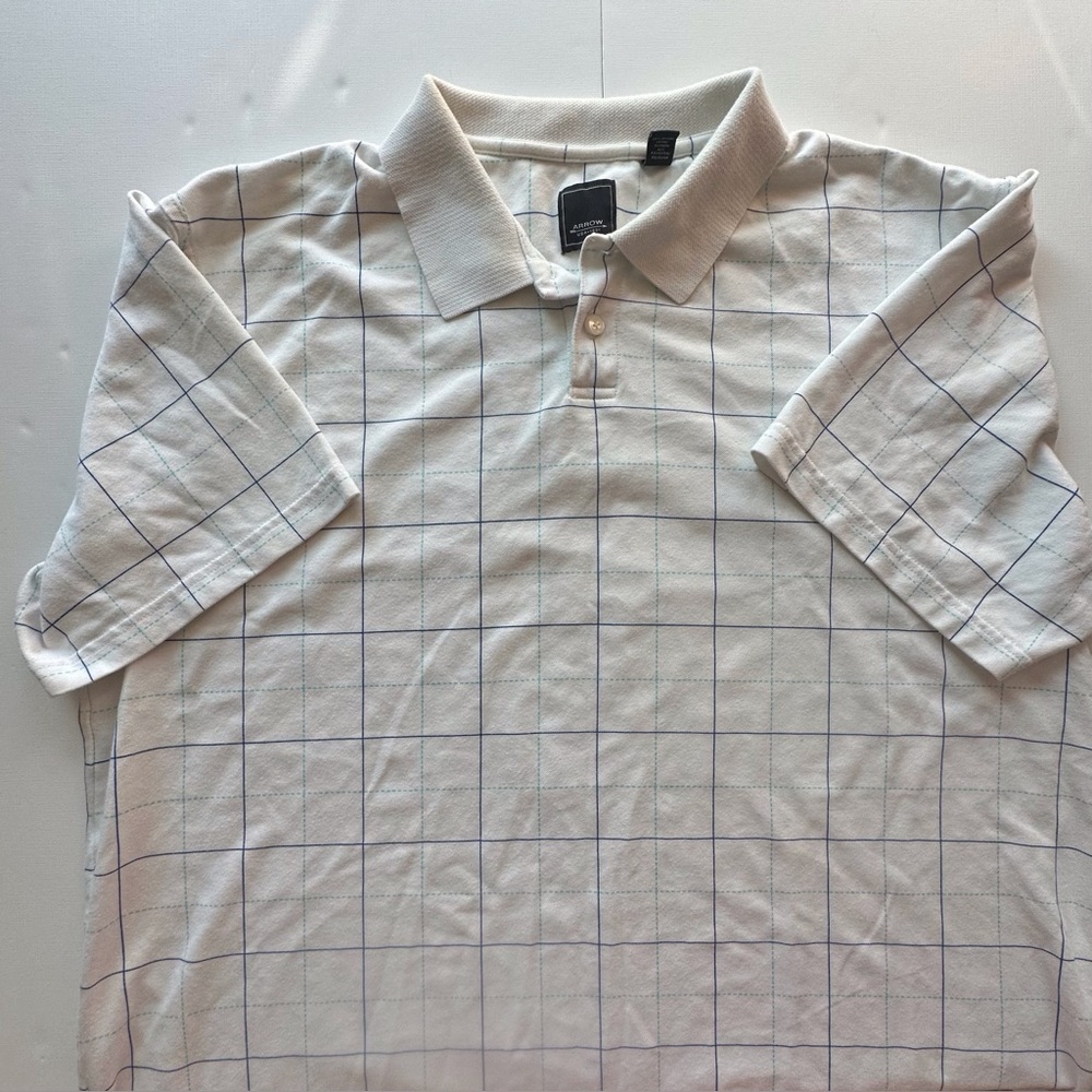 Arrow White Blue Stripes‎ Short Sleeve Golf Casual Polo Men’s XXL